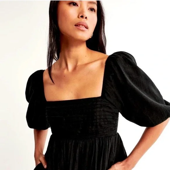 A&F Emerson Poplin Puff Sleeve Mini Dress extra small new - Picture 2 of 12